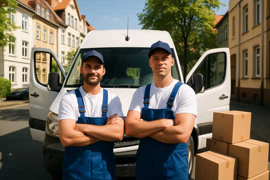 Umzugshelfer in Hannover vor weißem Sprinter